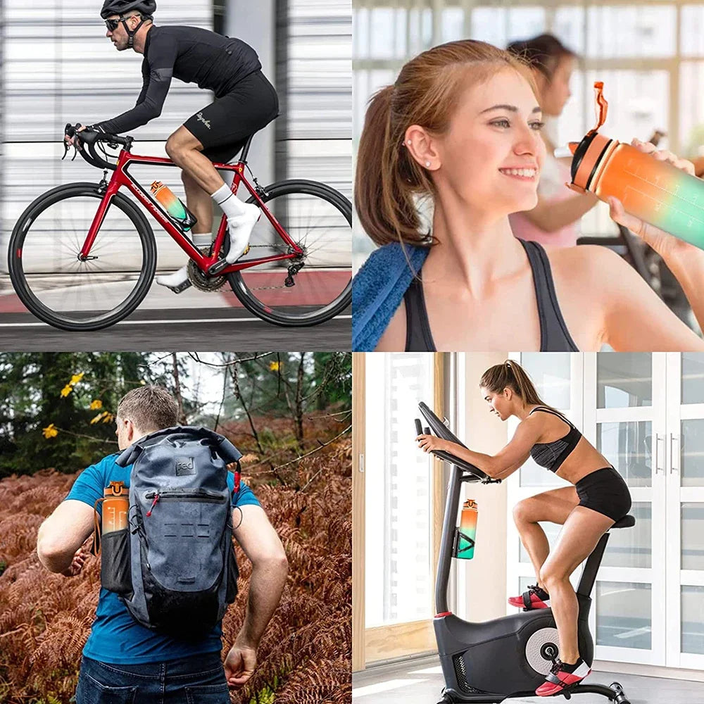 Garrafa Esportiva 1L com Canudo –  Marcador de Tempo, À Prova de Vazamentos, Copo Fosco para Esportes e Atividades ao Ar Livre