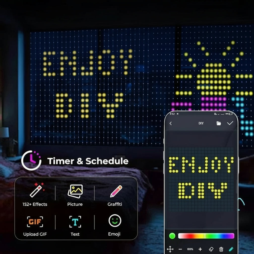 Smart LED Curtain Lights – Iluminação Inteligente com Controle por App e Sincronização Musical