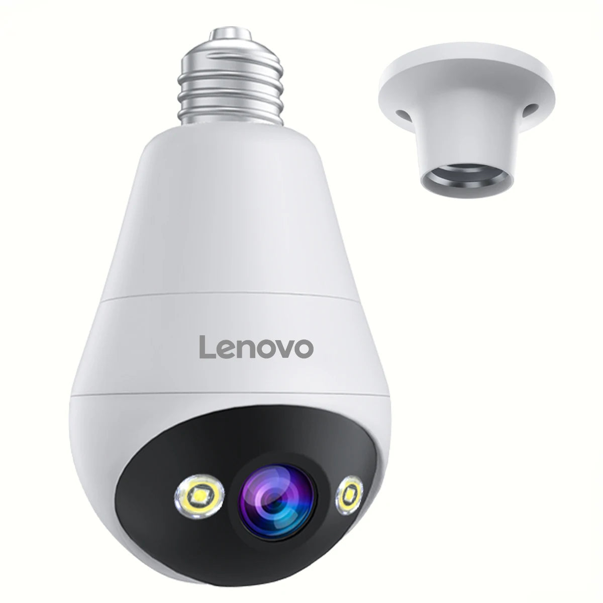 Câmera de Segurança Lenovo 3MP WiFi Tipo Lâmpada E27 – Visão Noturna Colorida, Intercom de Voz Bidirecional e Conectividade Smart Home Sem Fio