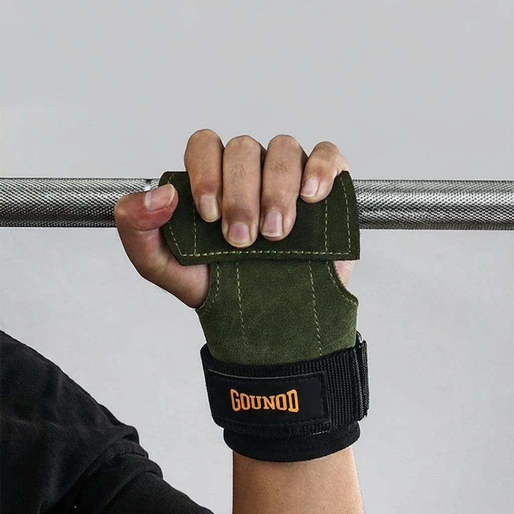Luvas de Academia com Grip Antiderrapante Straps de Pulso e Protetor de Palma para Musculação Suporte para Levantamento de Peso, Deadlift e Barra Fixa Luvas Fitness em Couro